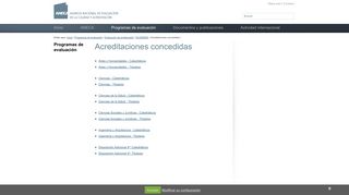 
                            8. Acreditaciones concedidas - Aneca