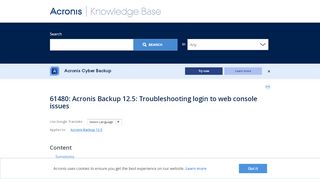 
                            5. Acronis Backup 12.5: Troubleshooting login to web console issues ...