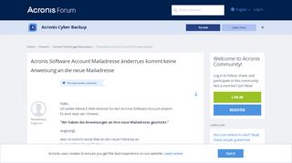 
                            6. Acronis Software Account Mailadresse ändern,es kommt keine ...