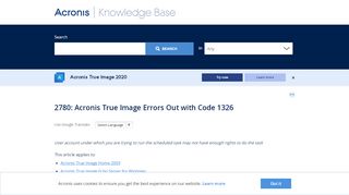 
                            4. Acronis True Image Errors Out with Code 1326 | Knowledge Base