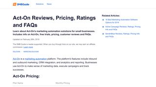 
                            12. Act-On Reviews, Pricing, Key Info, and FAQs - The SMB Guide