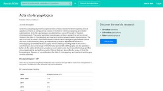 
                            10. Acta Oto-Laryngologica | RG Impact Rankings 2018 ... - ResearchGate