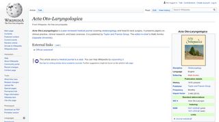 
                            3. Acta Oto-Laryngologica - Wikipedia