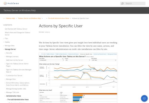 
                            9. Actions by Specific User - Tableau