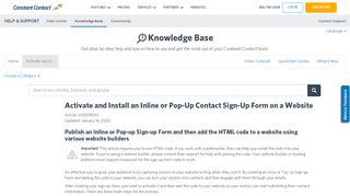 
                            12. Activate and Install an Inline or Pop-Up Contact Sign-Up ...