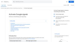 
                            9. Activate Google signals - Analytics Help - Google Support