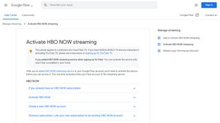 
                            6. Activate HBO NOW streaming - Google Fiber Help - Google ...