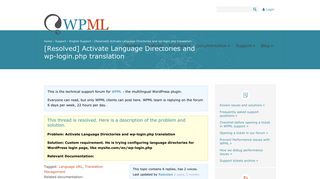 
                            7. Activate Language Directories and wp-login.php translation - WPML
