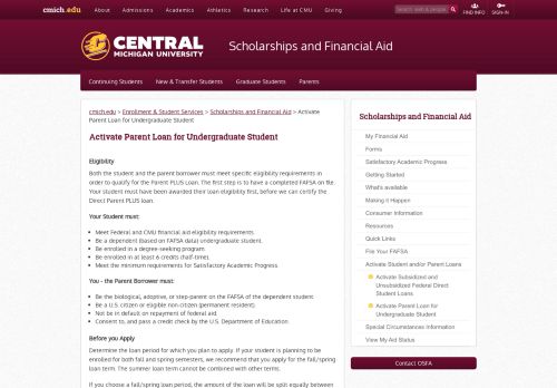 
                            13. Activate Parent Loan for Undergraduate Student | Central Michigan ...