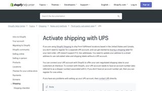 
                            5. Activate shipping with UPS · Shopify Help Center