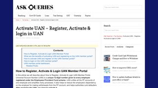 
                            5. Activate UAN - Register, Activate & login in UAN - Ask Queries