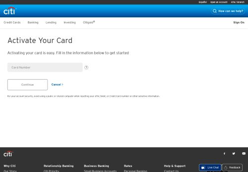 
                            6. Activate Your Card - Citibank