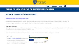 
                            5. Activate Your myUT (UTAD) Account - University of Toledo