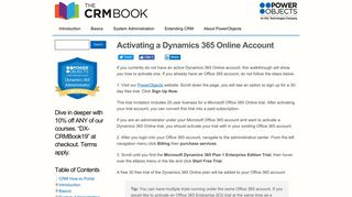 
                            9. Activating a Dynamics 365 Online Account | The CRM Book