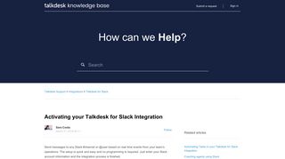 
                            12. Activating your Talkdesk for Slack Integration – Talkdesk Support