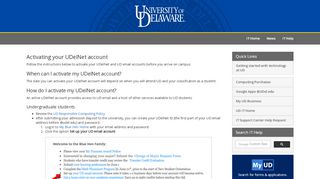 
                            3. Activating your UDelNet account - University of Delaware