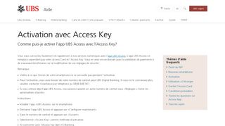 
                            2. Activation avec Access Key | UBS Suisse