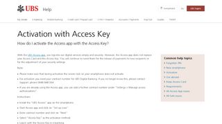 
                            6. Activation with Access Key | UBS Switzerland