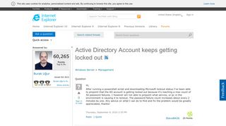 
                            2. Active Directory Account keeps getting locked out - Microsoft