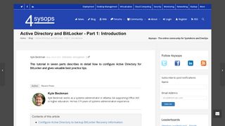 
                            8. Active Directory and BitLocker – Part 1: Introduction – 4sysops