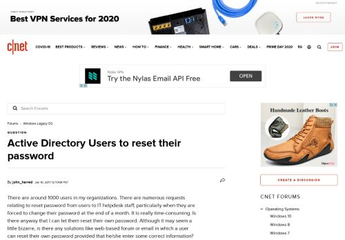 
                            3. Active Directory Users to reset their password - Forums - CNET