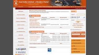 
                            2. Active Tenders - eProcurement System of Coal India Limited