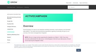 
                            10. ActiveCampaign – Grow Help Center