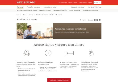 
                            6. Actividad de la cuenta. Cuenta de cheques por Internet. Wells Fargo