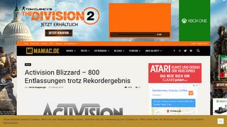 
                            10. Activision Blizzard - 800 Entlassungen trotz Rekordergebnis - M! Games
