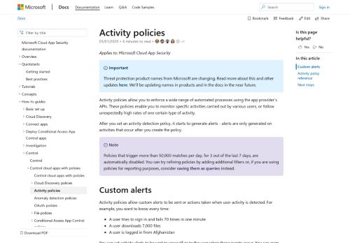 
                            1. Activity policies and alerts in Office 365 Cloud App Security | Microsoft ...