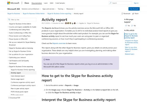 
                            5. Activity report | Microsoft Docs