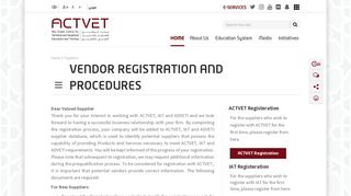 
                            6. ACTVET | Vendor Registration And Procedures