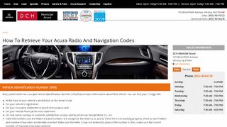 
                            10. Acura Radio Codes | DCH Montclair Acura