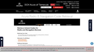 
                            11. Acura Unlock Codes for Radio & Navigation Device | ...
