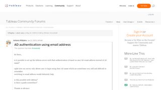 
                            10. AD authentication using email address |Tableau Community Forums