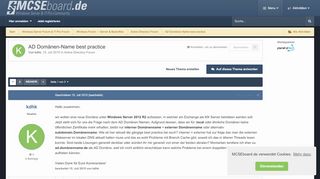 
                            3. AD Domänen-Name best practice - Active Directory Forum - MCSEboard.de