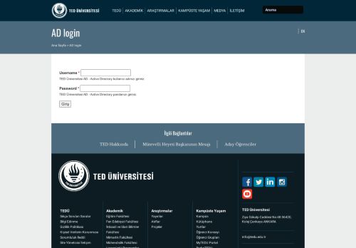 
                            6. AD login | TED Üniversitesi