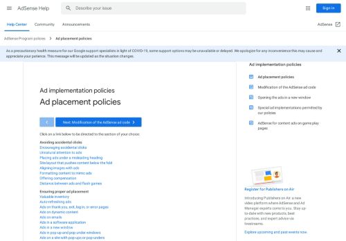 
                            11. Ad placement policies - AdSense Help - Google Support