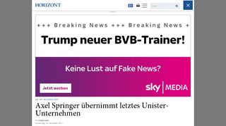 
                            6. Ad Up Technology: Axel Springer übernimmt letztes Unister ... - Horizont