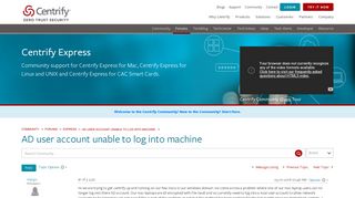 
                            3. AD user account unable to log into machine - Centrify Community