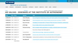 
                            6. Ad Valvas - Seminars at the Institute of Astronomy - KU Leuven