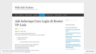 
                            9. Ada beberapa Cara Login di Router TP-Link | Wiki Info Techno