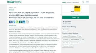 
                            11. ▷ ADAC und Sixt: 20 Jahre Kooperation - ADAC Mitglieder erhalten ...