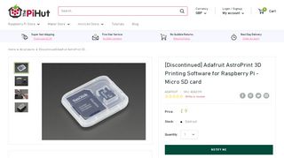 
                            11. Adafruit AstroPrint 3D Printing Software for Raspberry Pi - Micro SD ...