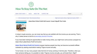 
                            9. Adam Short Niche Profit Full Control : Scam? Ripoff? The Truth. - Stay ...