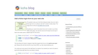 
                            13. Add a Koha login form to your web site | Koha Blog