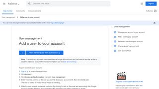 
                            11. Add a user to your account - AdSense Help - Google Support