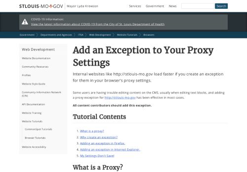 
                            12. Add an Exception to Your Proxy Settings - City of St. Louis