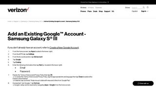 
                            4. Add an Existing Google Account - Samsung Galaxy S III | Verizon ...