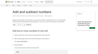 
                            2. Add and subtract numbers - Excel for Mac - Office Support - Office 365